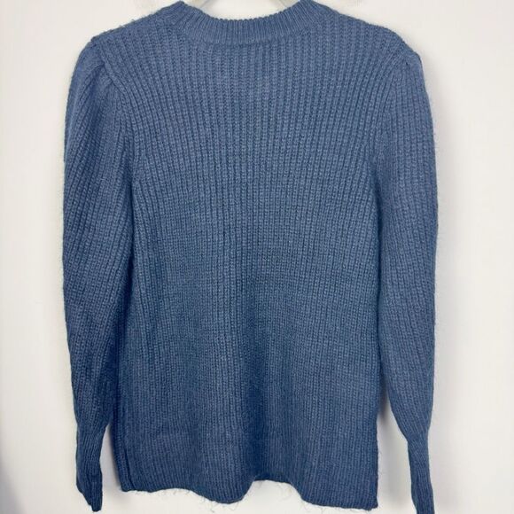 BILTMORE | Navy Blue Crewneck Puff Sleeve Sweater Women’s Size Medium - Picture 6 of 6